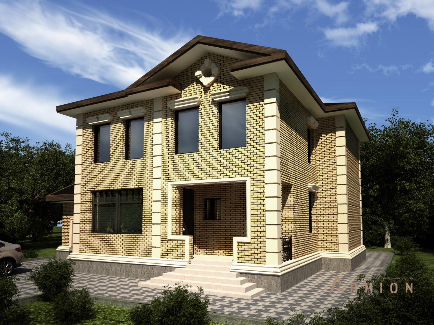 4. Проект двухэтажного дома в европейском стиле с многоскатной кровлей, M-36, площадью - 211 кв c цокольным этажом, гаражом, эркером