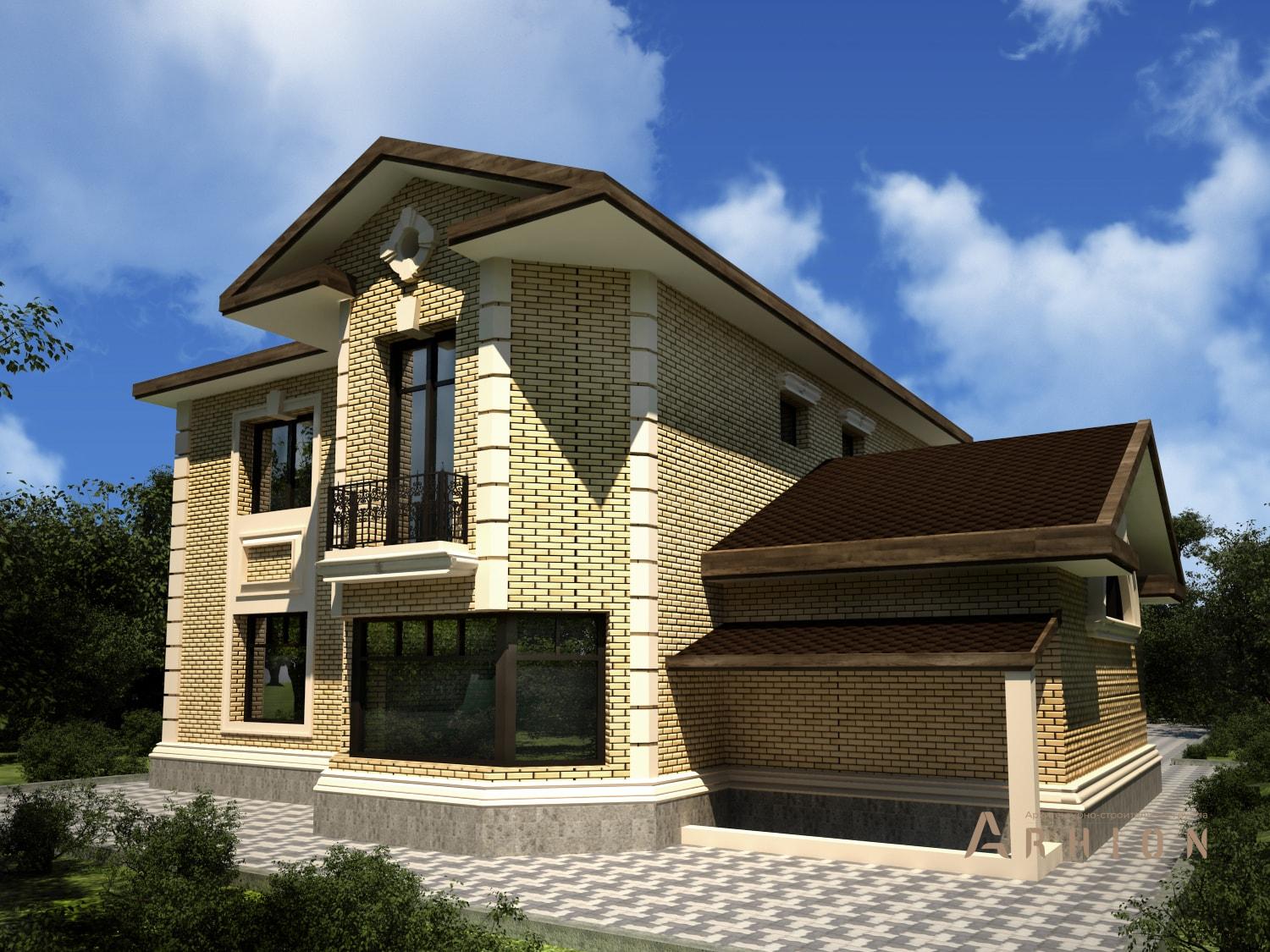 2. Проект двухэтажного дома в европейском стиле с многоскатной кровлей, M-36, площадью - 211 кв c цокольным этажом, гаражом, эркером