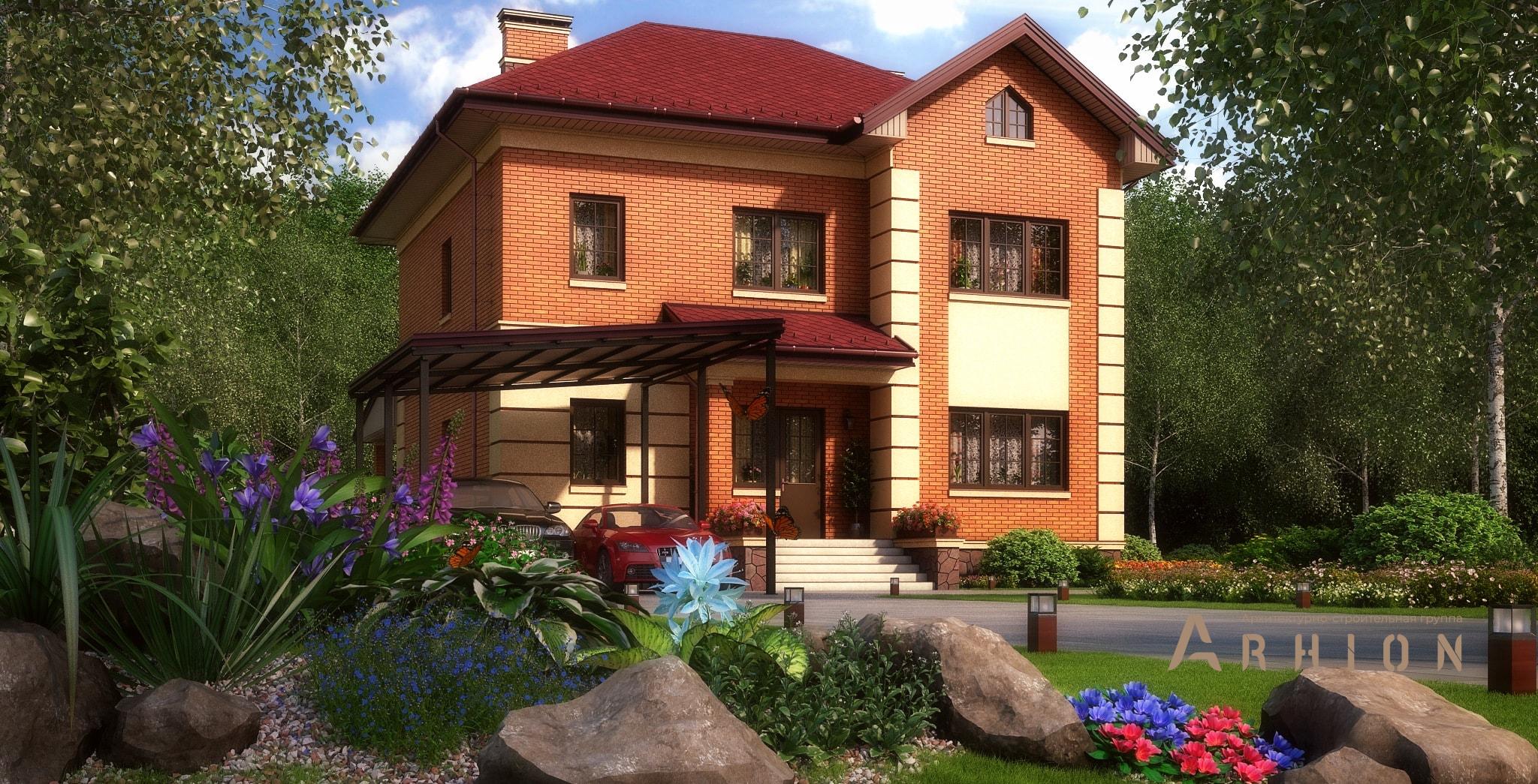 4. Проект двухэтажного дома в современном классическом стиле с многоскатной кровлей, M-378, площадью - 264 кв c терассой