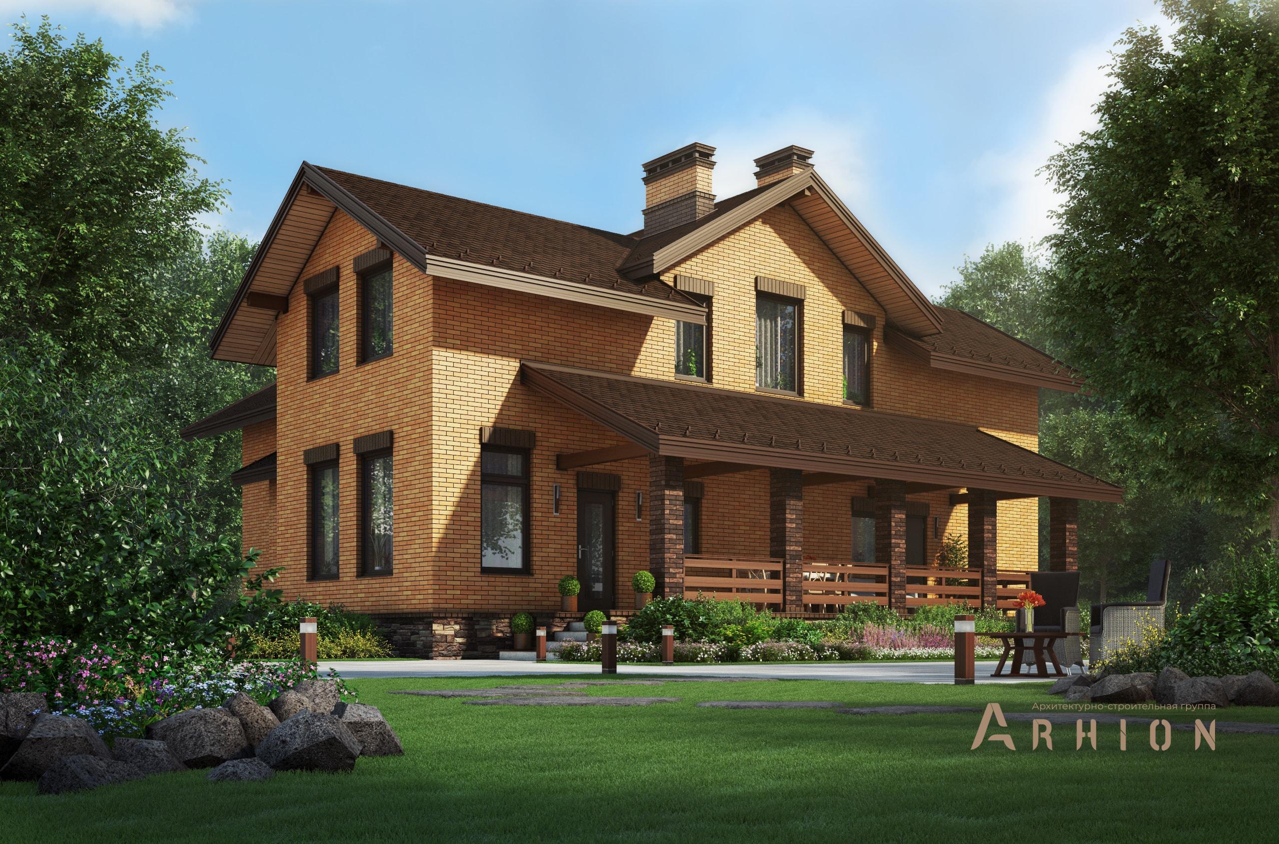 2. Проект одноэтажного дома в финском стиле с многоскатной кровлей, M-389, площадью - 230 кв c мансардой, терассой, балконом