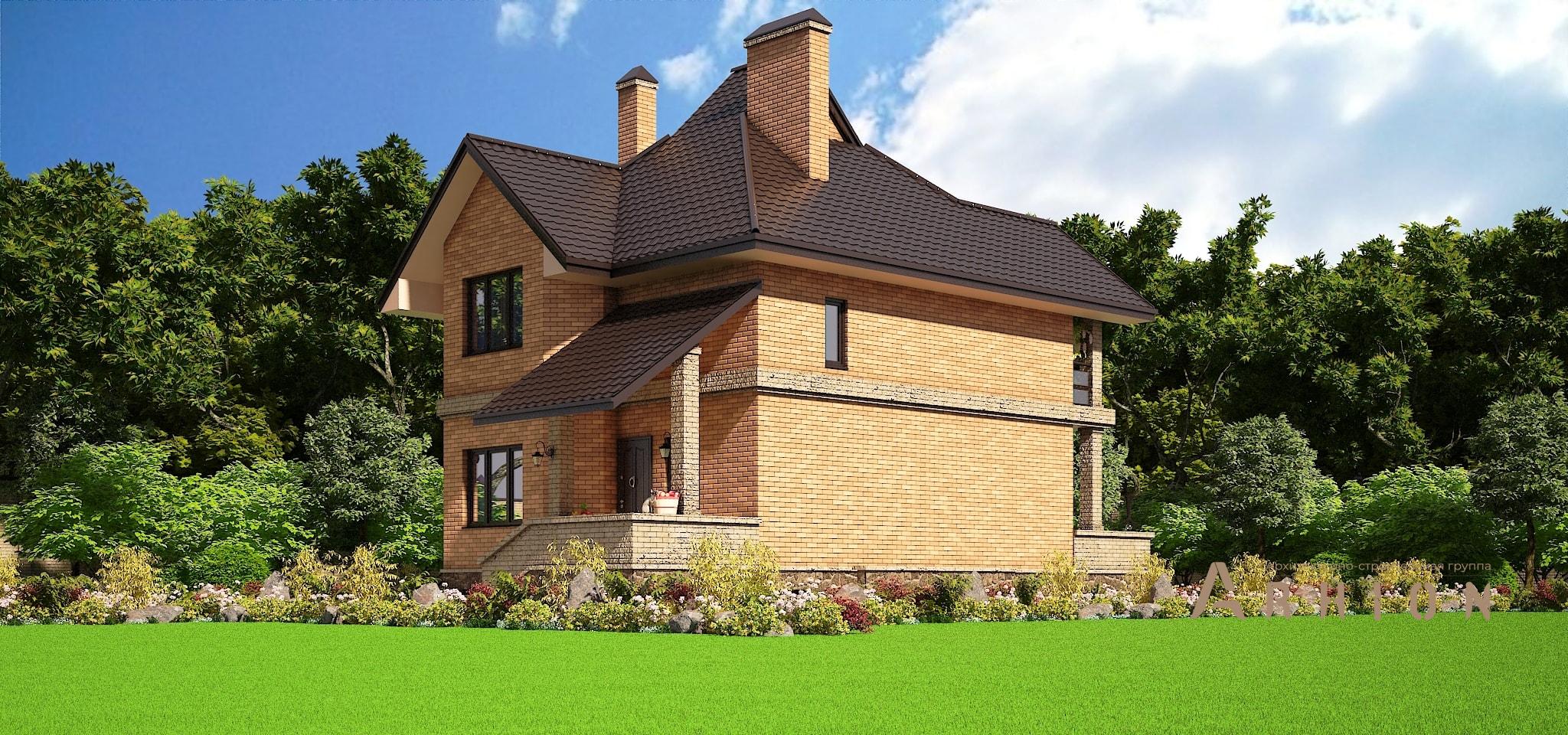 4. Проект двухэтажного дома в европейском стиле с многоскатной кровлей, M-47, площадью - 264 кв c цокольным этажом, терассой, балконом, гаражом, эркером