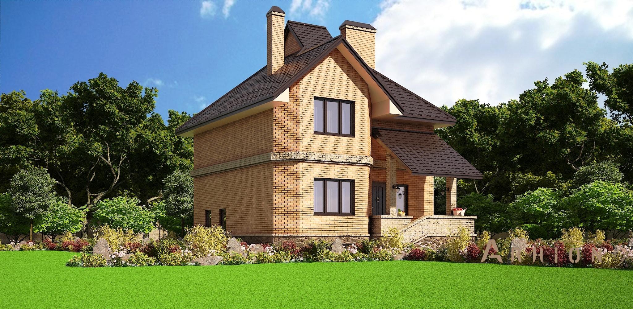 3. Проект двухэтажного дома в европейском стиле с многоскатной кровлей, M-47, площадью - 264 кв c цокольным этажом, терассой, балконом, гаражом, эркером