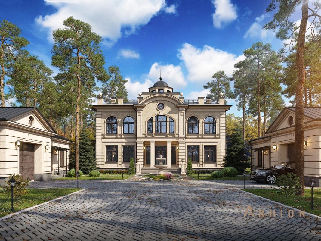 2. Проект двухэтажного дома в современном классическом стиле с четырехскатной, ML-409, площадью - 352 кв c сауной, терассой, эркером