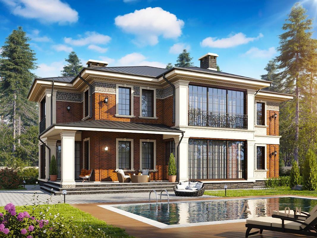 2. Проект двухэтажного дома в современном классическом стиле с четырехскатной, ML-423, площадью - 371 кв c терассой