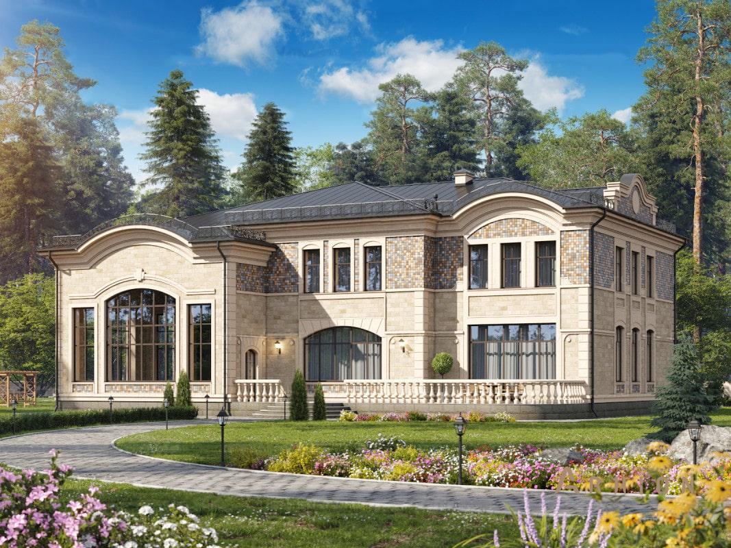 2. Проект двухэтажного дома в современном классическом стиле с многоскатной кровлей, ML-468, площадью - 524 кв c терассой, балконом, вторым светом