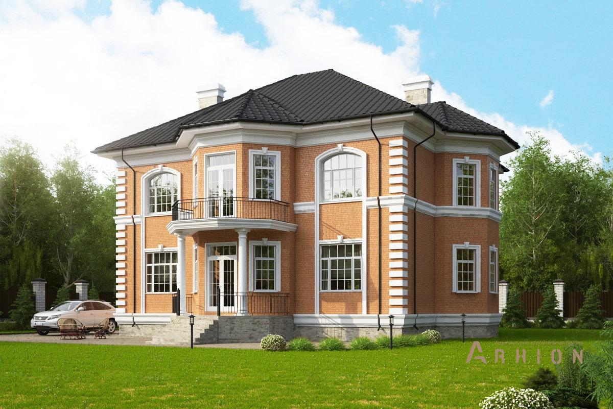 3. Проект двухэтажного дома в современном классическом стиле с многоскатной кровлей, ML-502, площадью - 290 кв c цокольным этажом, мансардой, балконом