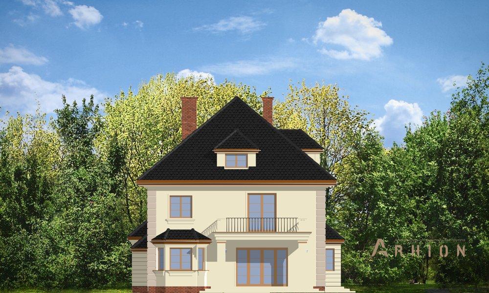 3. Проект одноэтажного дома в классическом стиле с четырехскатной, mp-001, площадью - 414 кв c мансардой, терассой, балконом, гаражом, эркером