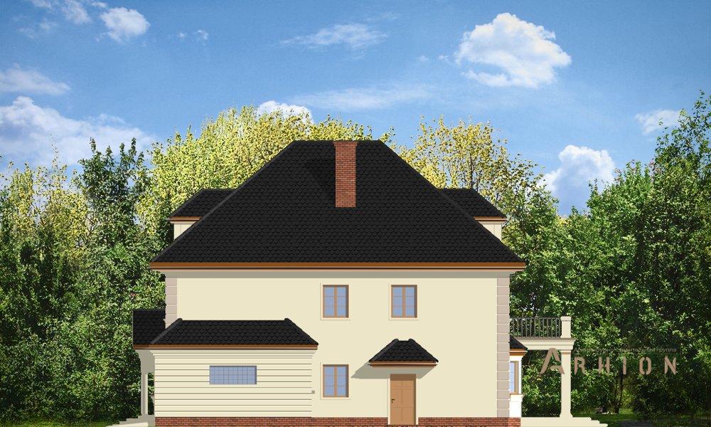 8. Проект одноэтажного дома в классическом стиле с четырехскатной, mp-001, площадью - 414 кв c мансардой, терассой, балконом, гаражом, эркером