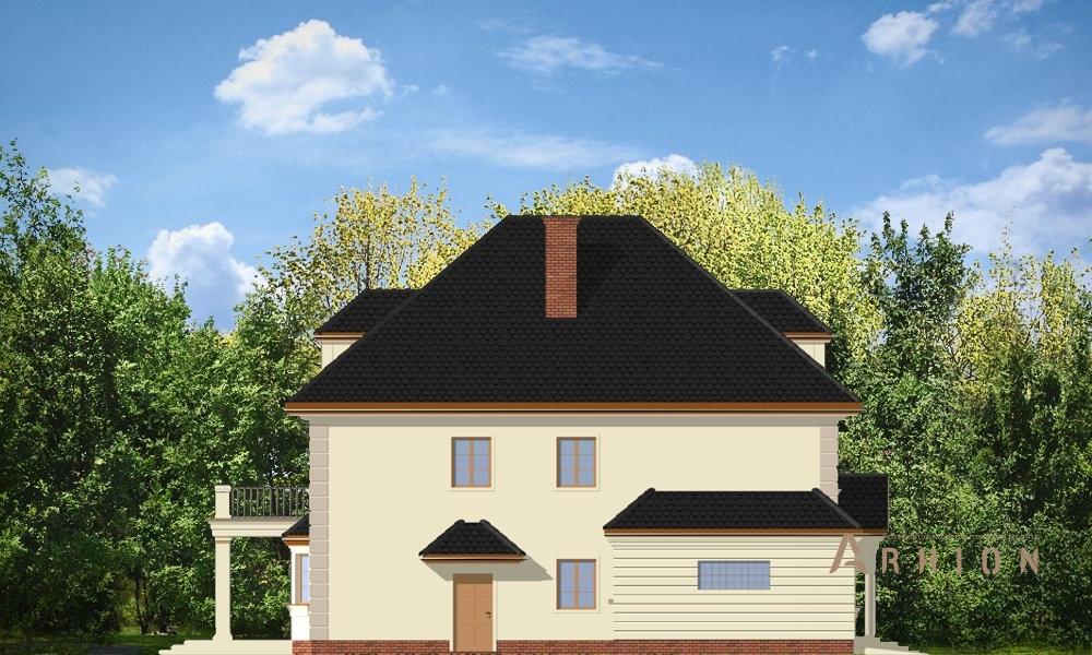 10. Проект одноэтажного дома в классическом стиле с четырехскатной, mp-001, площадью - 414 кв c мансардой, терассой, балконом, гаражом, эркером