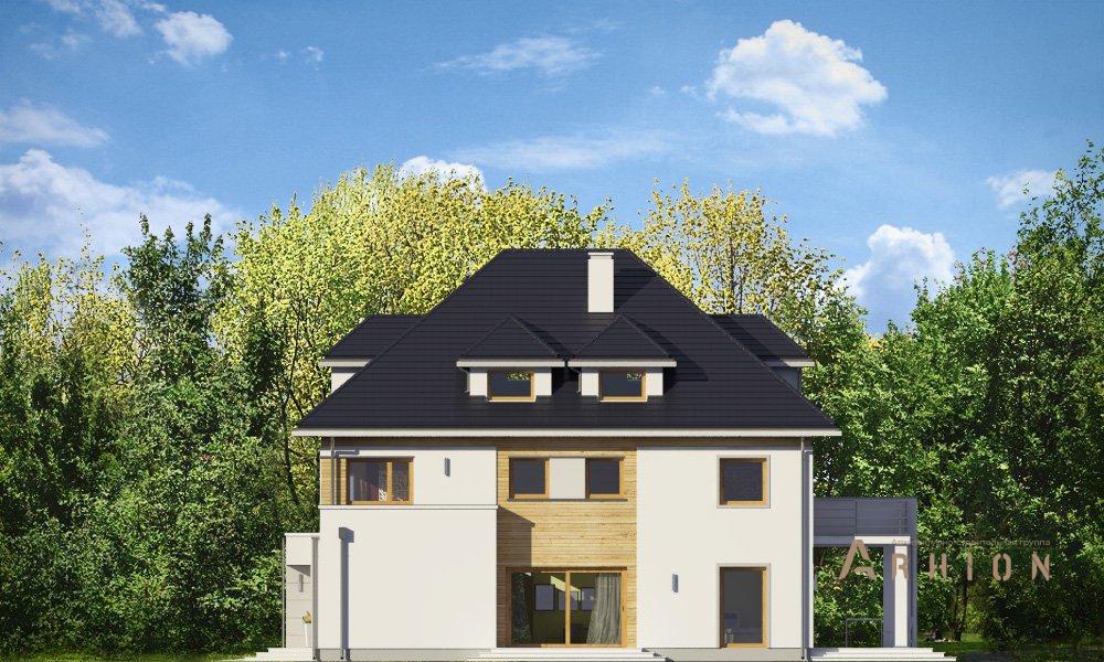 3. Проект двухэтажного дома в европейском стиле с четырехскатной, mp-002, площадью - 331 кв c мансардой, терассой, гаражом