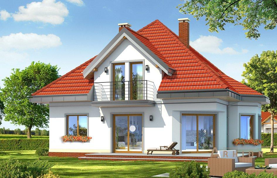 2. Проект одноэтажного дома в европейском стиле с четырехскатной, mp-003, площадью - 198 кв c мансардой, терассой, балконом, гаражом, эркером