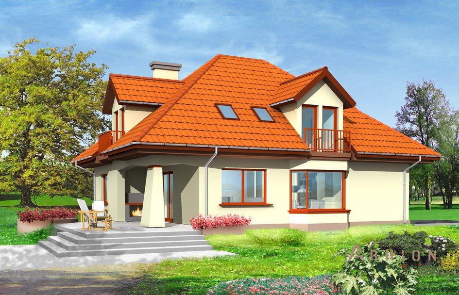 2. Проект одноэтажного дома в европейском стиле с многоскатной кровлей, mp-004, площадью - 295 кв c мансардой, терассой, балконом, гаражом, эркером