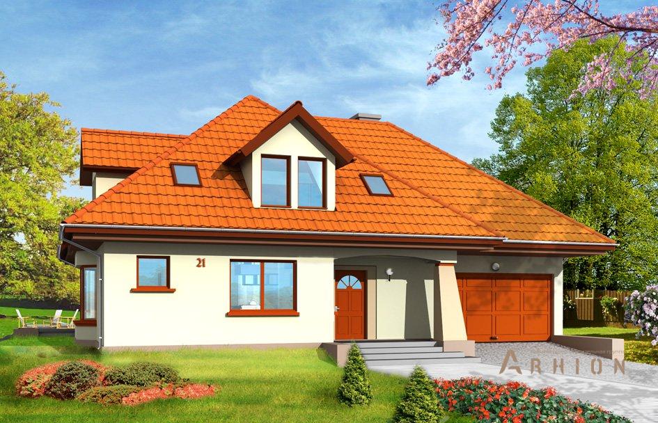 1. Проект одноэтажного дома в европейском стиле с многоскатной кровлей, mp-004, площадью - 295 кв c мансардой, терассой, балконом, гаражом, эркером