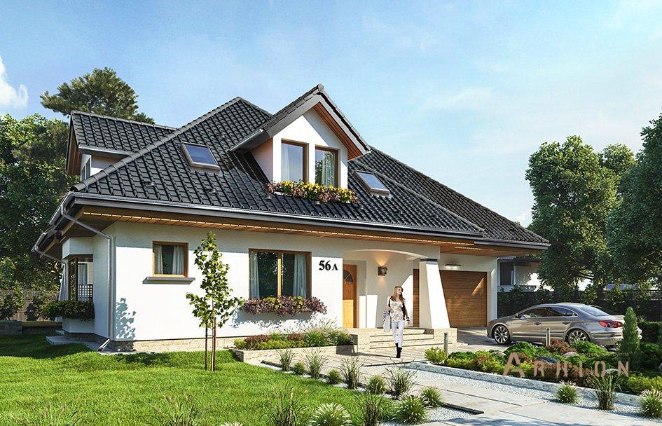 1. Проект одноэтажного дома в европейском стиле с четырехскатной, mp-007, площадью - 309 кв c мансардой, терассой, балконом, гаражом, эркером