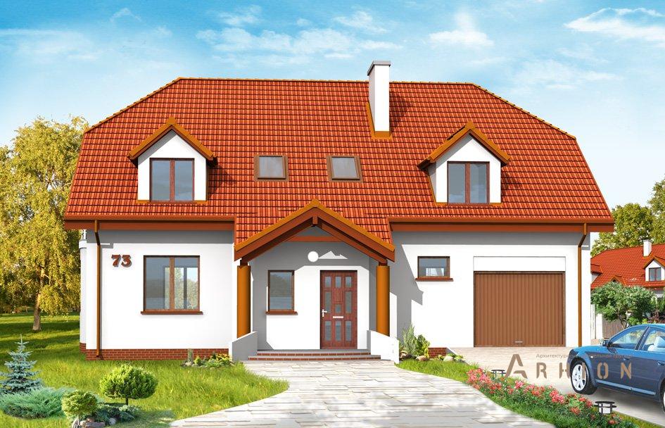 1. Проект одноэтажного дома в европейском стиле с двускатной кровлей, mp-009, площадью - 262 кв c мансардой, терассой, балконом, гаражом, эркером