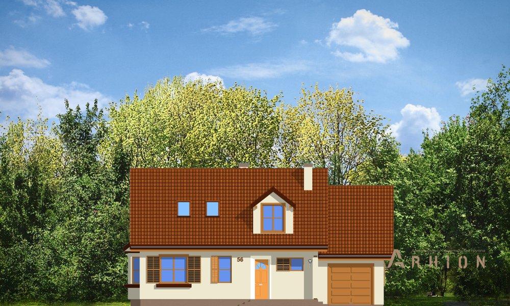 7. Проект одноэтажного дома в европейском стиле с двускатной кровлей, mp-015, площадью - 168 кв c мансардой, терассой, гаражом, эркером