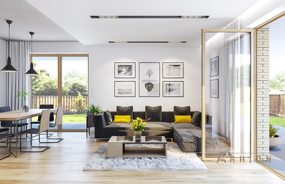 5. Проект одноэтажного дома в канадском стиле с двускатной кровлей, mp-018, площадью - 192 кв c мансардой, терассой, гаражом