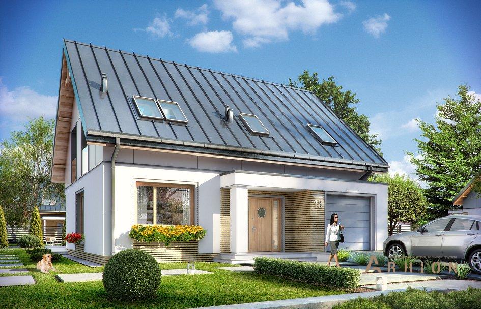 1. Проект одноэтажного дома в канадском стиле с двускатной кровлей, mp-018, площадью - 192 кв c мансардой, терассой, гаражом