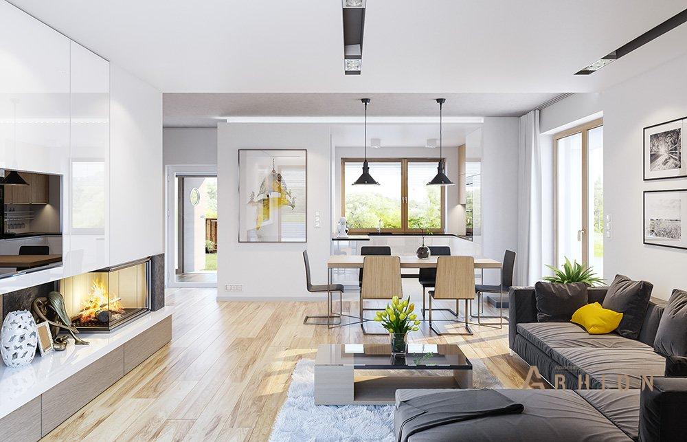 6. Проект одноэтажного дома в европейском стиле с двускатной кровлей, mp-019, площадью - 206 кв c мансардой, терассой, балконом, гаражом