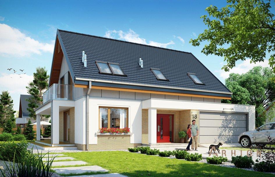 1. Проект одноэтажного дома в европейском стиле с двускатной кровлей, mp-019, площадью - 206 кв c мансардой, терассой, балконом, гаражом