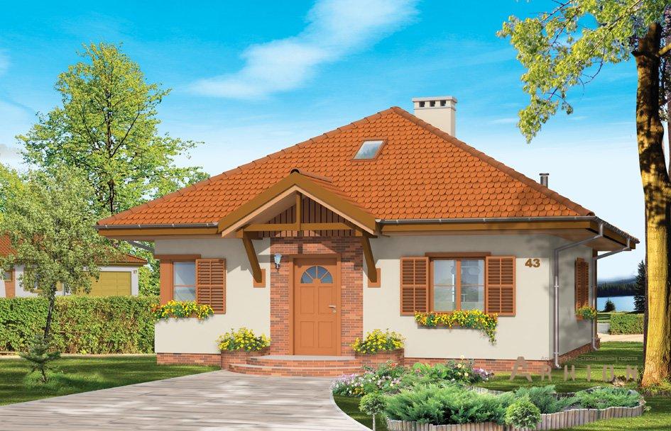 1. Проект одноэтажного дома в европейском стиле с четырехскатной, mp-025, площадью - 85 кв c гаражом