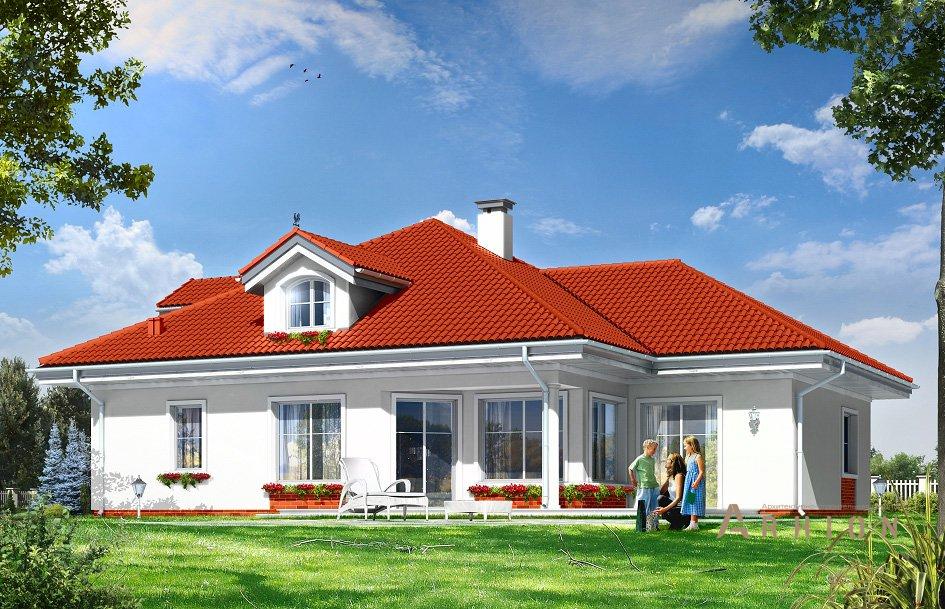 2. Проект одноэтажного дома в европейском стиле с многоскатной кровлей, mp-034, площадью - 192 кв c мансардой, терассой, гаражом