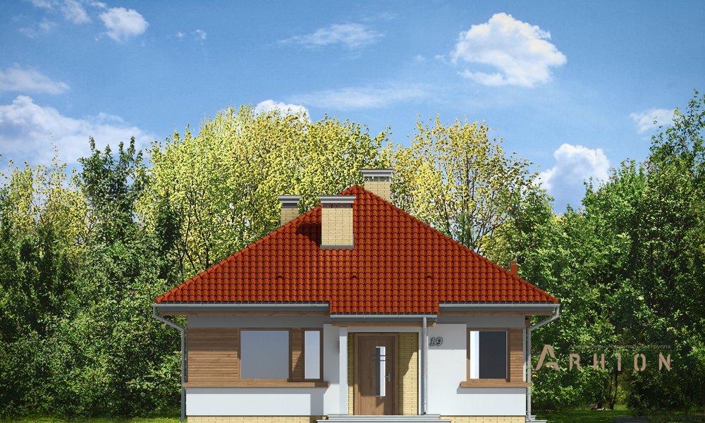 8. Проект одноэтажного дома в европейском стиле с многоскатной кровлей, mp-035, площадью - 85 кв c мансардой, терассой