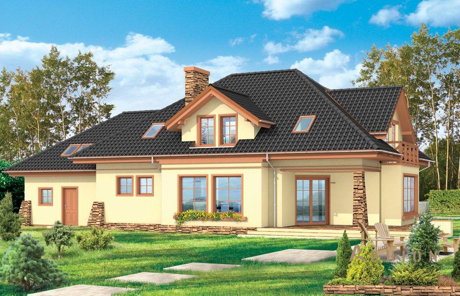 4. Проект одноэтажного дома в прованском стиле с многоскатной кровлей, mp-041, площадью - 362 кв c мансардой, терассой, балконом, гаражом, эркером