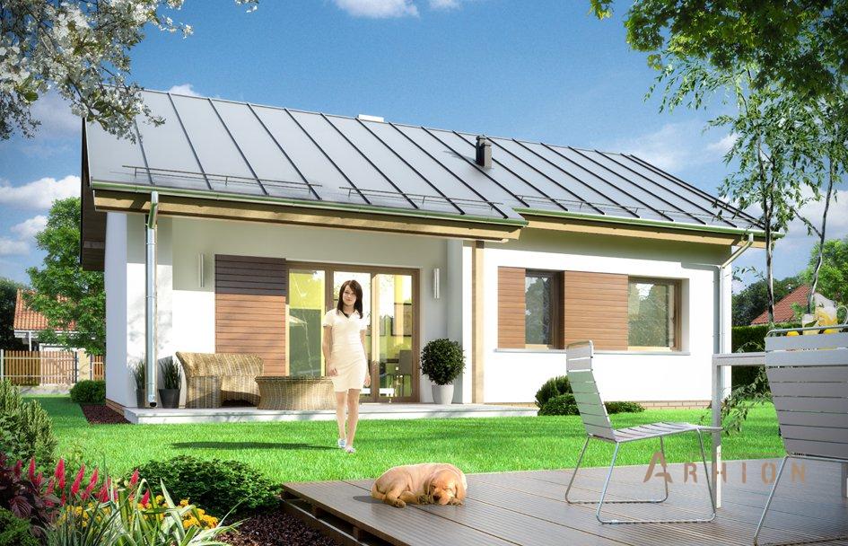 10. Проект одноэтажного дома в канадском стиле с двускатной кровлей, mp-047, площадью - 81 кв c мансардой, терассой