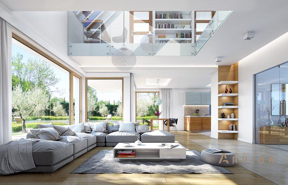 6. Проект одноэтажного дома в европейском стиле с двускатной кровлей, mp-068, площадью - 259 кв c мансардой, терассой, гаражом, вторым светом