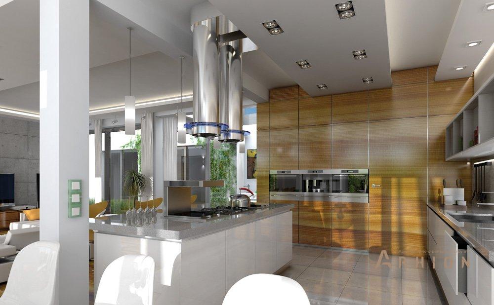 2. Проект одноэтажного дома в стиле минимализм с плоской кровлей , mp-071, площадью - 369 кв c терассой, гаражом