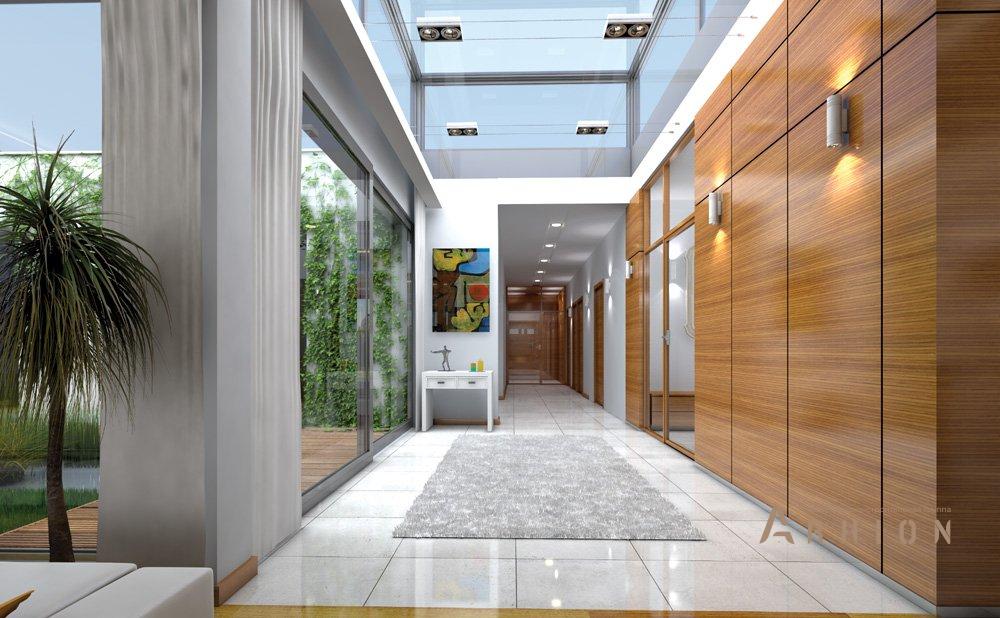 4. Проект одноэтажного дома в стиле минимализм с плоской кровлей , mp-071, площадью - 369 кв c терассой, гаражом