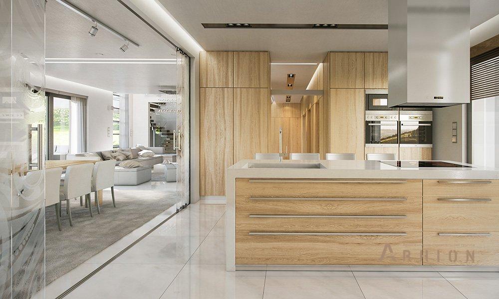 3. Проект двухэтажного дома в стиле хай-тек с четырехскатной, mp-075, площадью - 428 кв c сауной, терассой, балконом, гаражом, эркером, вторым светом