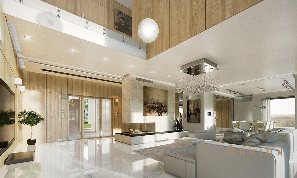 5. Проект двухэтажного дома в стиле хай-тек с четырехскатной, mp-075, площадью - 428 кв c сауной, терассой, балконом, гаражом, эркером, вторым светом