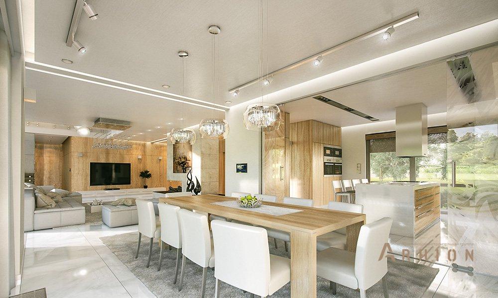 7. Проект двухэтажного дома в стиле хай-тек с четырехскатной, mp-075, площадью - 428 кв c сауной, терассой, балконом, гаражом, эркером, вторым светом