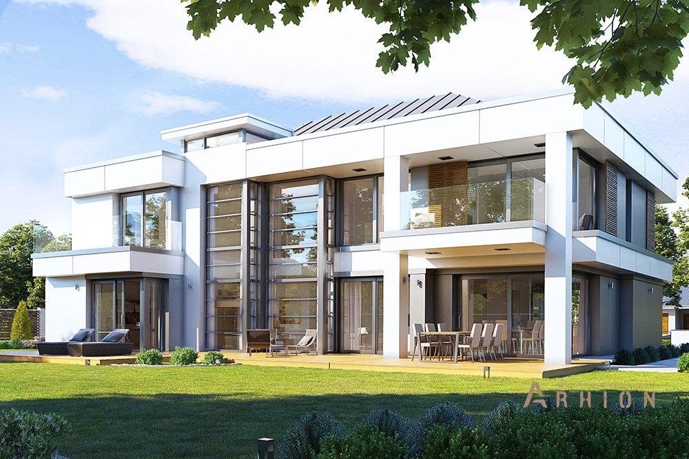 9. Проект двухэтажного дома в стиле хай-тек с четырехскатной, mp-076, площадью - 315 кв c терассой, балконом, гаражом, вторым светом