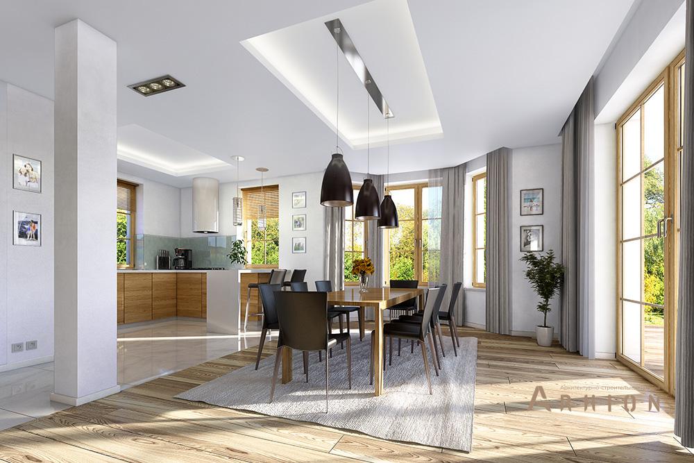 2. Проект одноэтажного дома в прованском стиле с четырехскатной, mp-078, площадью - 240 кв c мансардой, терассой, балконом, гаражом, эркером