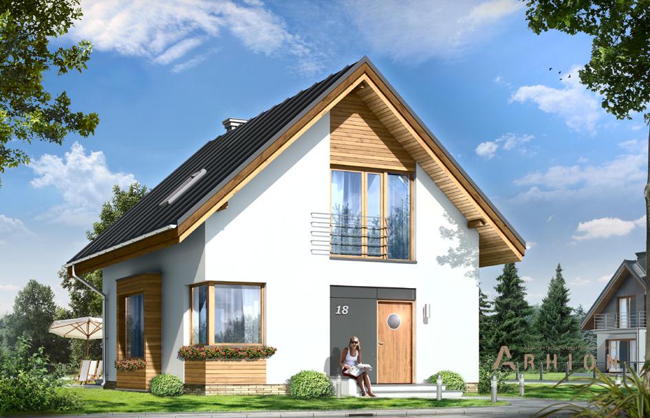 1. Проект одноэтажного дома в канадском стиле с двускатной кровлей, mp-109, площадью - 120 кв c мансардой