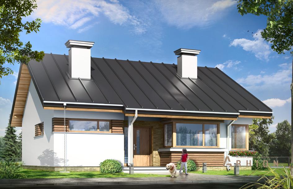 1. Проект одноэтажного дома в канадском стиле с двускатной кровлей, mp-119, площадью - 114 кв c мансардой, терассой