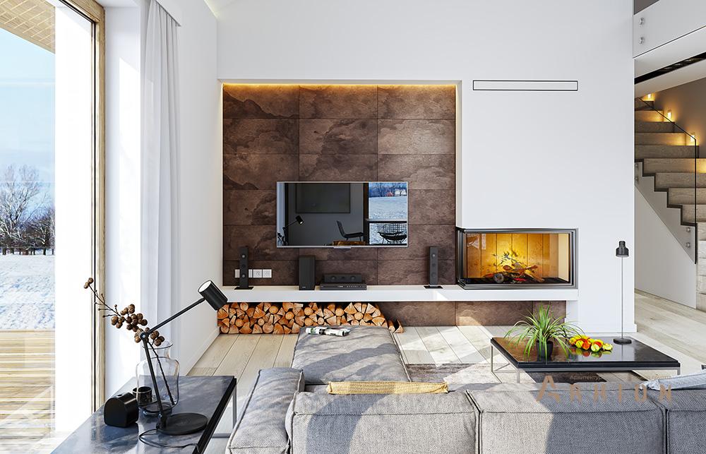 8. Проект одноэтажного дома в канадском стиле с двускатной кровлей, mp-120, площадью - 207 кв c терассой, гаражом