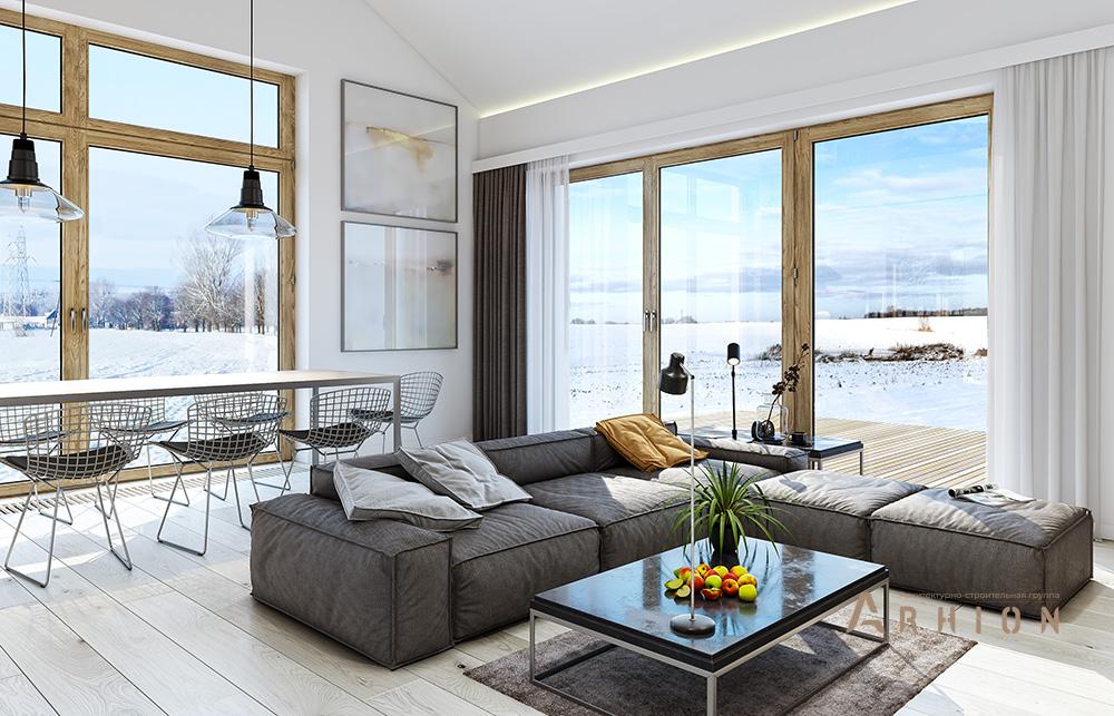 4. Проект одноэтажного дома в канадском стиле с двускатной кровлей, mp-120, площадью - 207 кв c терассой, гаражом