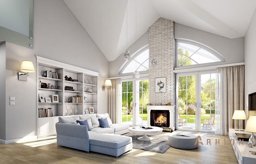 3. Проект одноэтажного дома в классическом стиле с четырехскатной, mp-125, площадью - 227 кв c терассой, гаражом, вторым светом