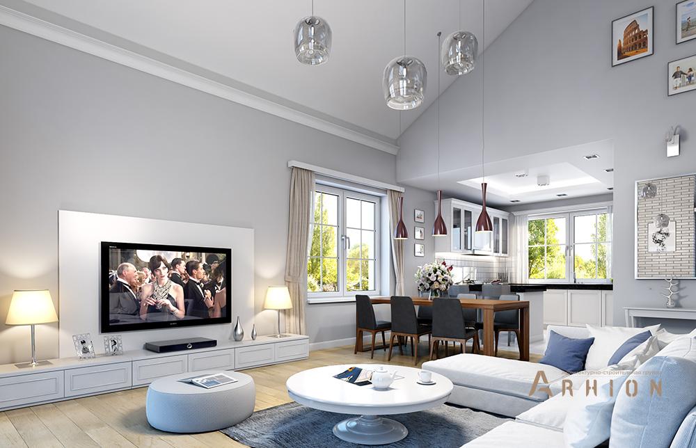 6. Проект одноэтажного дома в классическом стиле с четырехскатной, mp-125, площадью - 227 кв c терассой, гаражом, вторым светом