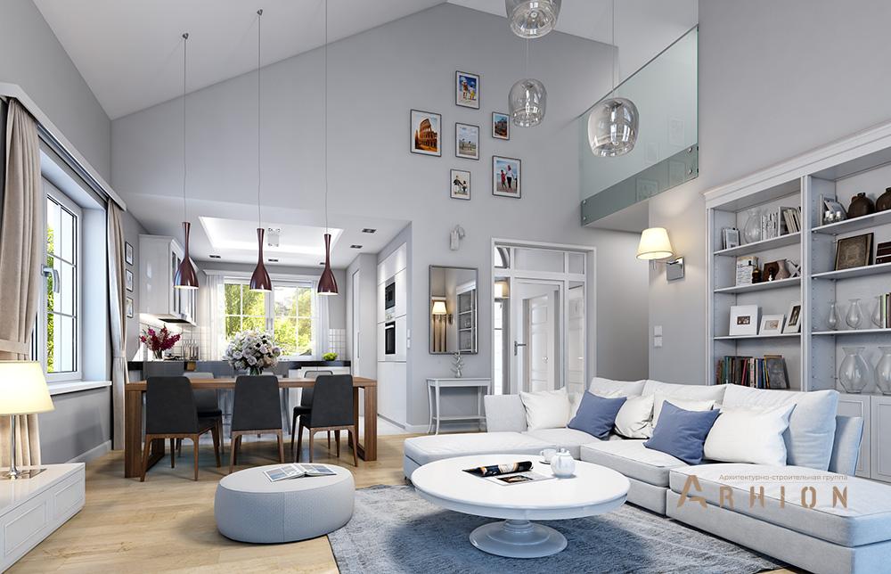 5. Проект одноэтажного дома в классическом стиле с четырехскатной, mp-125, площадью - 227 кв c терассой, гаражом, вторым светом