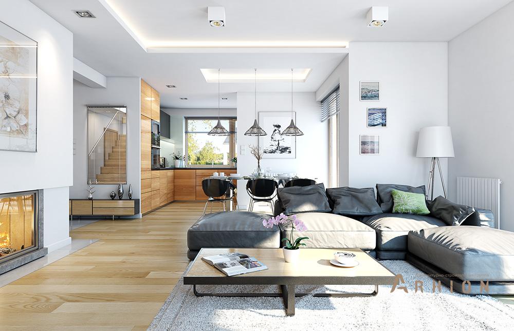 3. Проект одноэтажного дома в современном стиле с четырехскатной, mp-131, площадью - 125 кв c терассой, гаражом