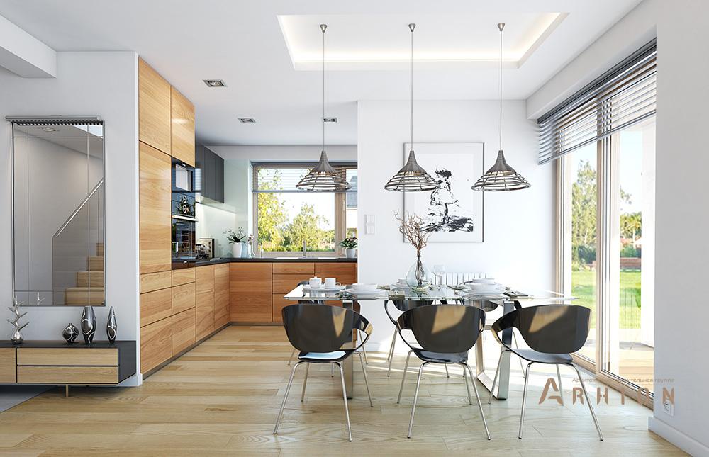 5. Проект одноэтажного дома в современном стиле с четырехскатной, mp-131, площадью - 125 кв c терассой, гаражом