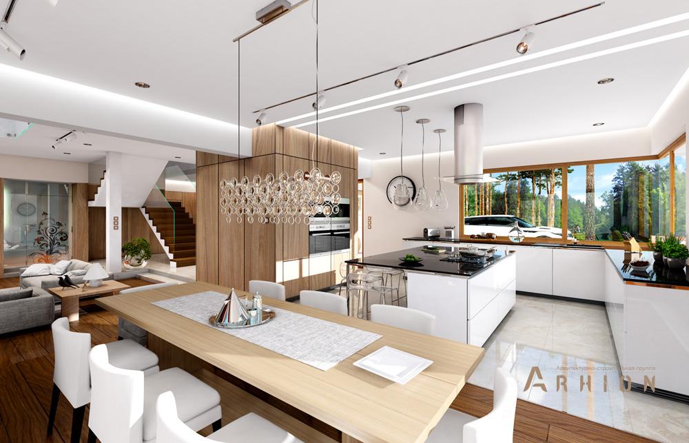 4. Проект двухэтажного дома в стиле Ллойда Райта (прерий) с многоскатной кровлей, mp-133, площадью - 432 кв c терассой, гаражом, вторым светом