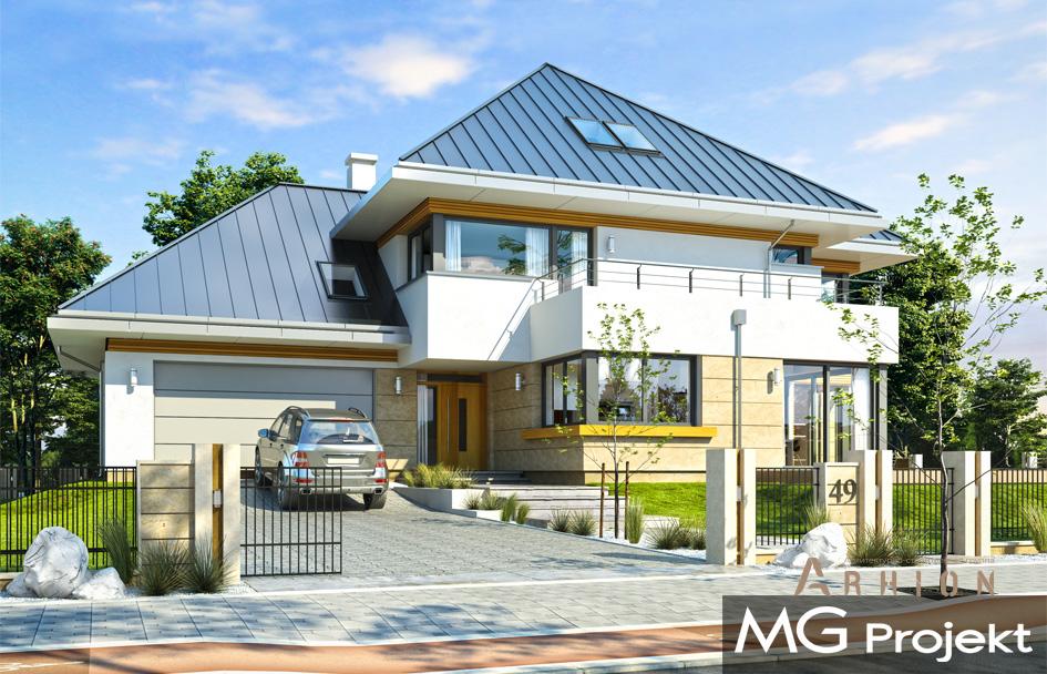 2. Проект одноэтажного дома в современном стиле с многоскатной кровлей, mp-135, площадью - 399 кв c мансардой, терассой, балконом, гаражом, вторым светом