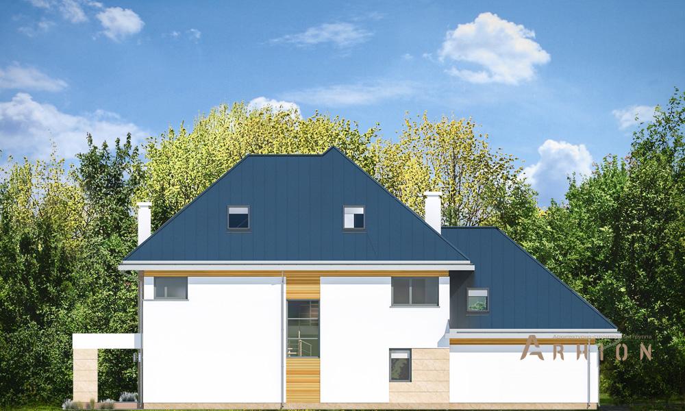 7. Проект одноэтажного дома в современном стиле с многоскатной кровлей, mp-135, площадью - 399 кв c мансардой, терассой, балконом, гаражом, вторым светом