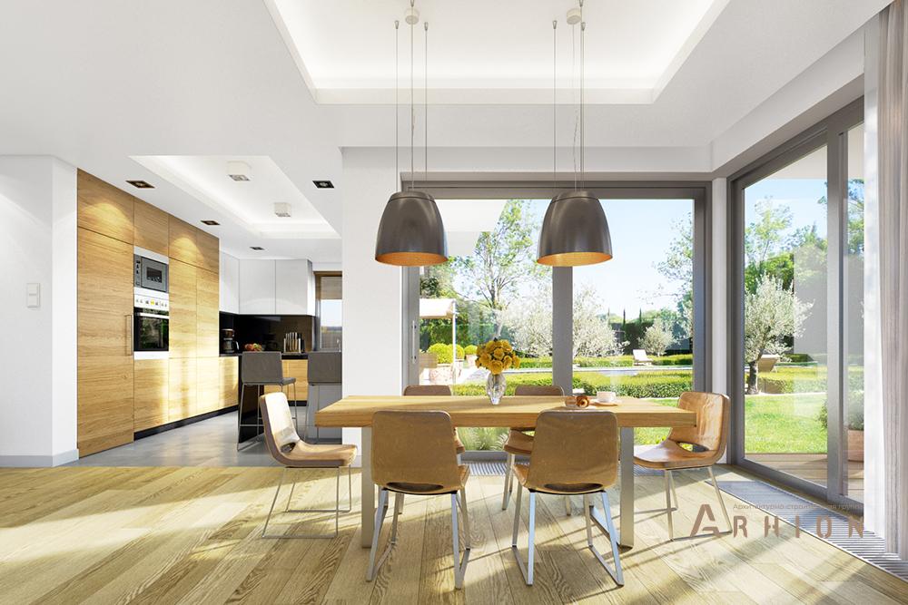 9. Проект двухэтажного дома в стиле Ллойда Райта (прерий) с четырехскатной, mp-140, площадью - 306 кв c гаражом